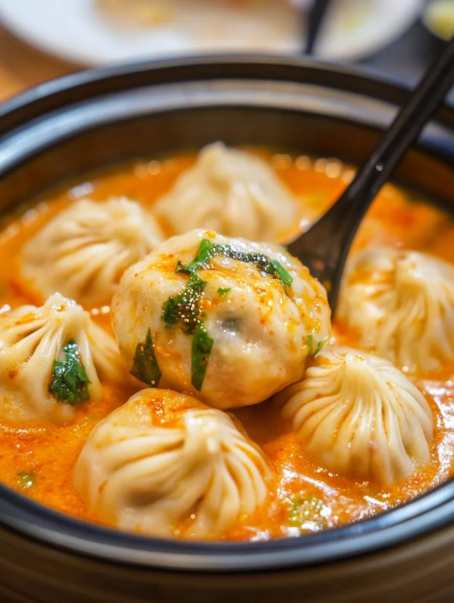 Soup Dumplings in Creamy Gochujang Sauce