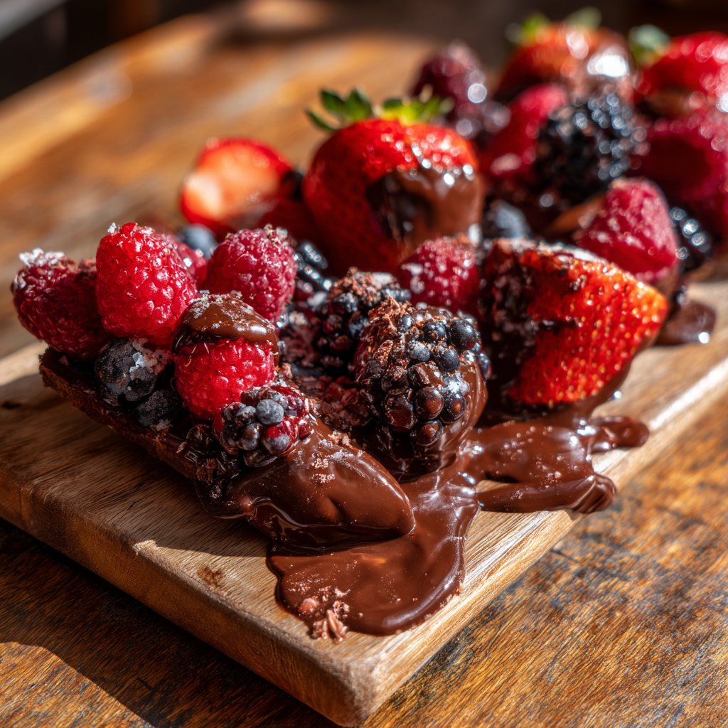 Valentines Charcuterie Board with Chocolate and Berries