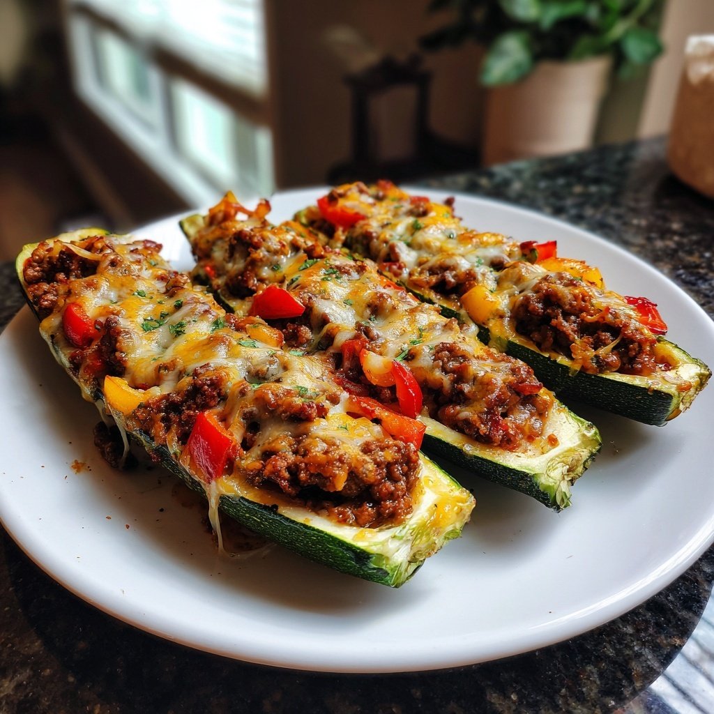 Beef And Veggie Stuffed Zucchini