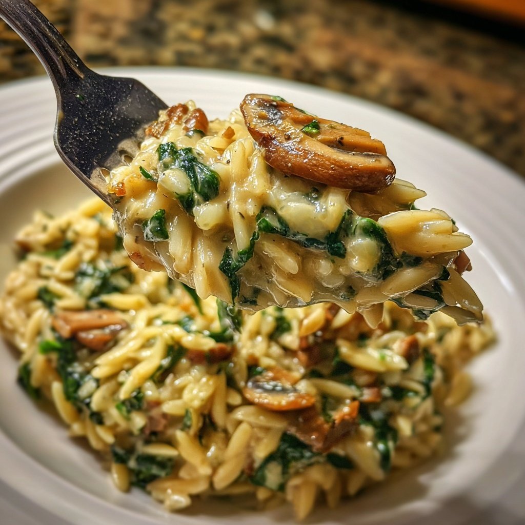Creamy Spinach Mushroom Orzo