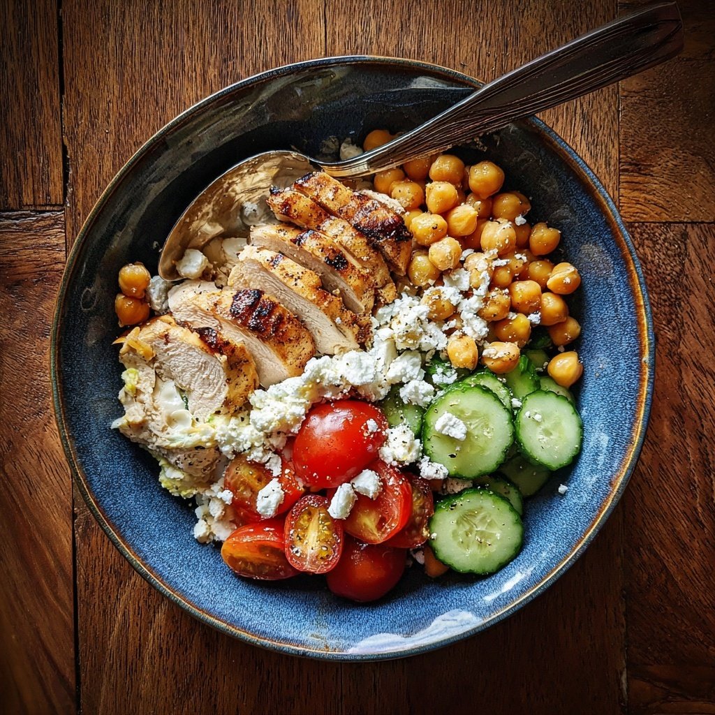 Mediterranean Chickpea Chicken Bowl