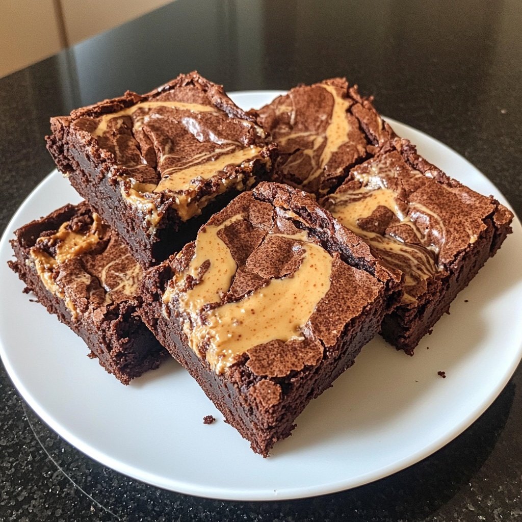 Cottage Cheese Brownies with Peanut Butter Swirl