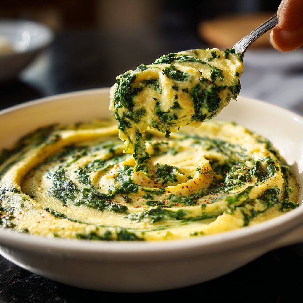 Romantic Creamy Spinach Polenta