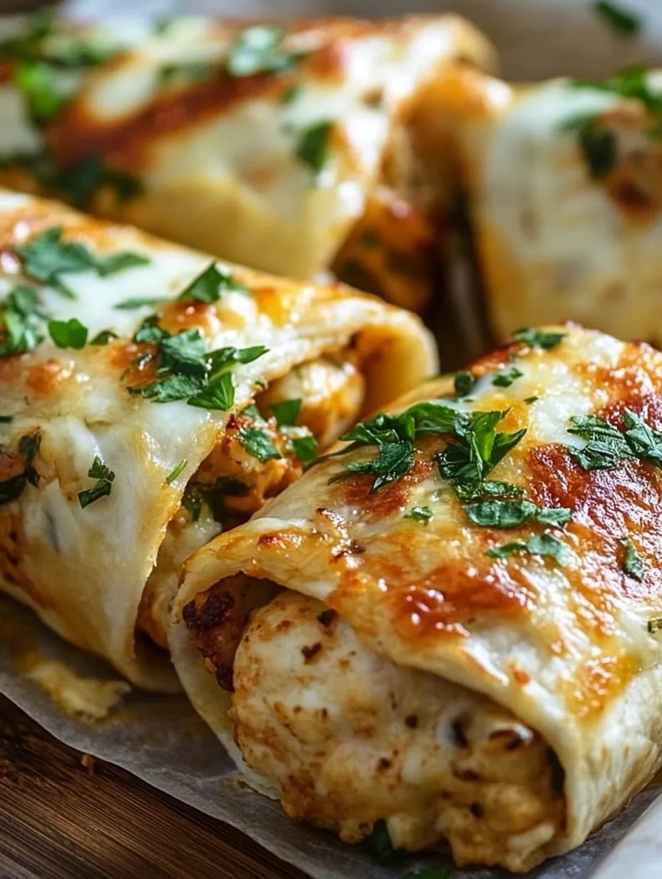 Ooey-Gooey Cheesy Garlic Chicken Wraps