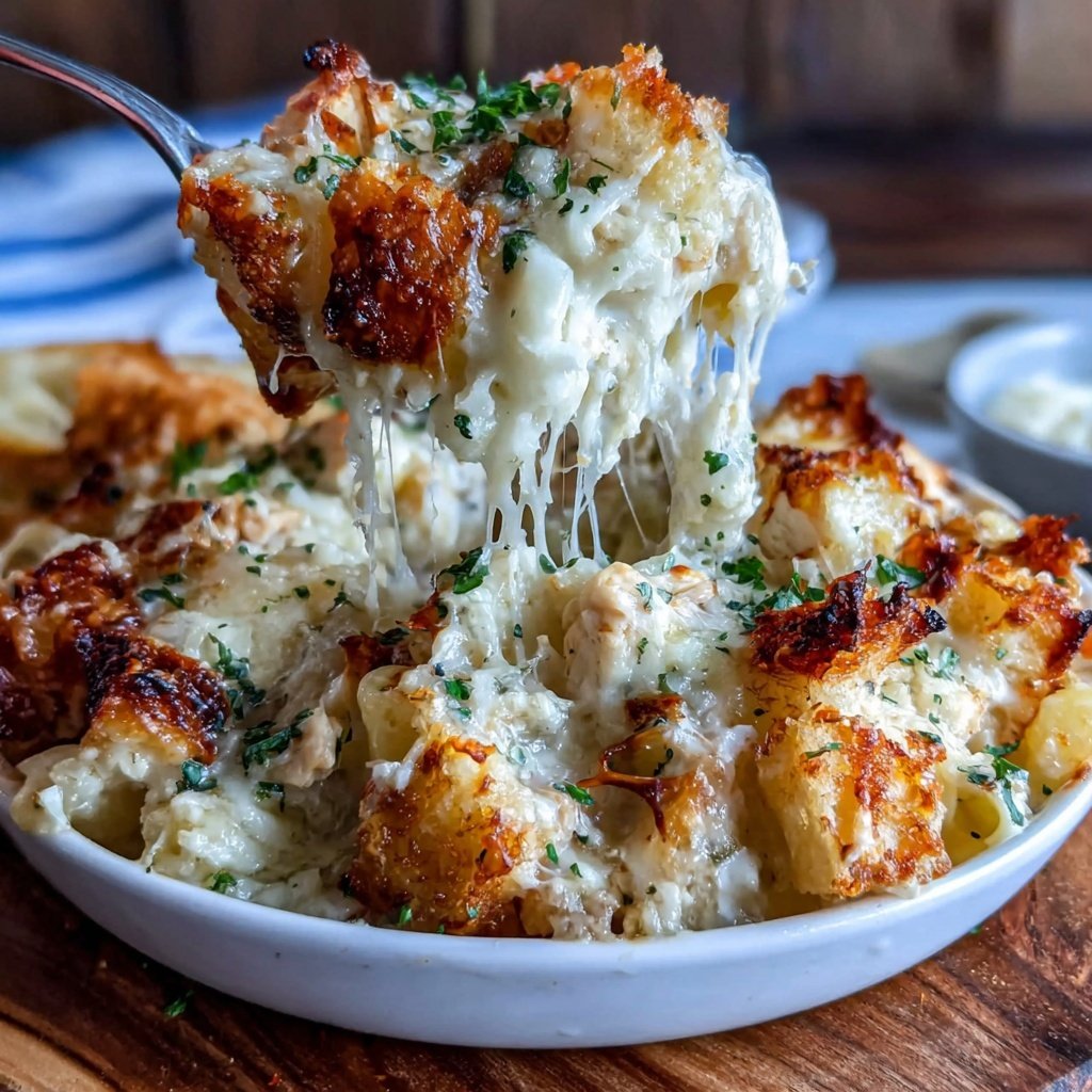 Creamy Garlic Chicken Pasta Bake